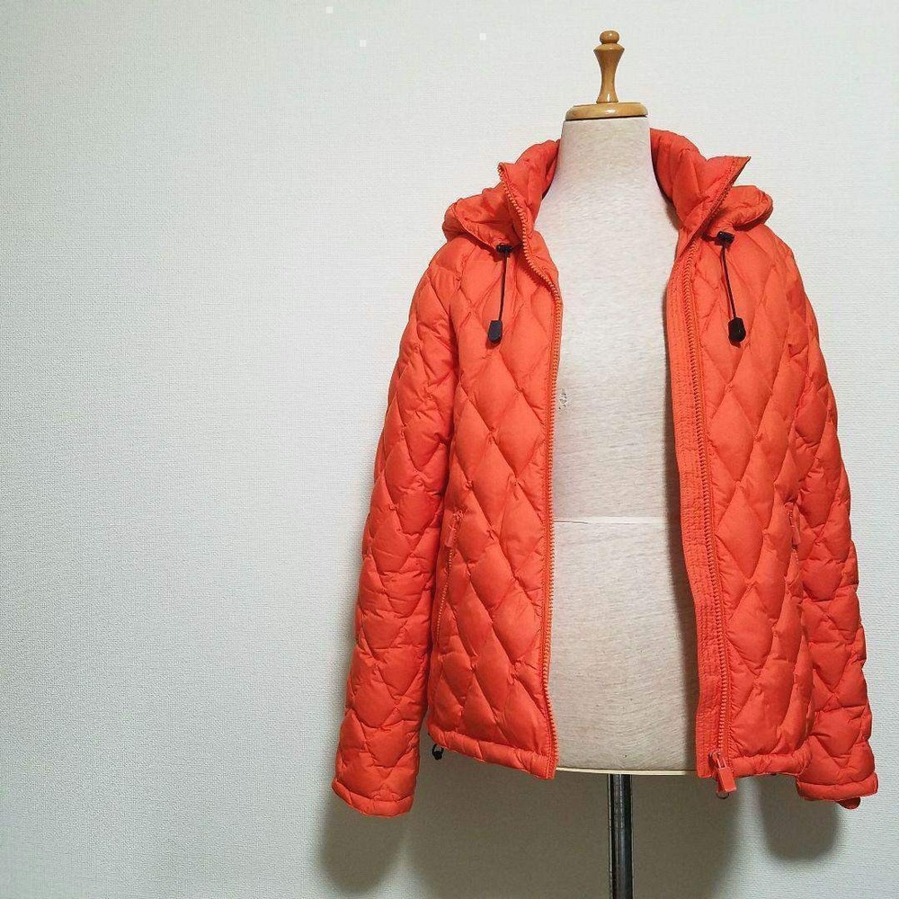 Aspesi Orange Diamond Quilted Down Puffer Jacket Hooded Womens Size S - Picture 4 of 8
